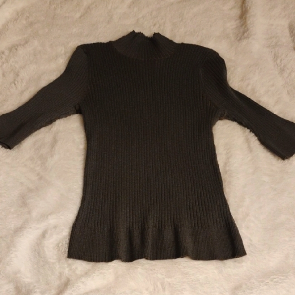 Women's Dark Grey  Ribbed Sweater